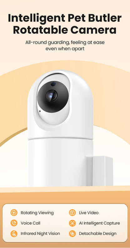 ROJECO 4L Automatic Cat Feeder With 360°Rotating Camera Vedio WiFi Cat Food Dispenser Pet Smart Voice Auto Feeder For Cats Dogs