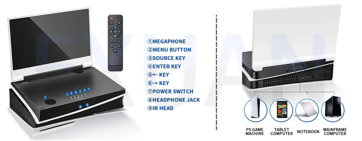 G-story Portable Monitor For PS5 Gaming Display IPS 2K 120Hz 4K+HDR 60Hz Multifunctional Integrated Switch Game Screen