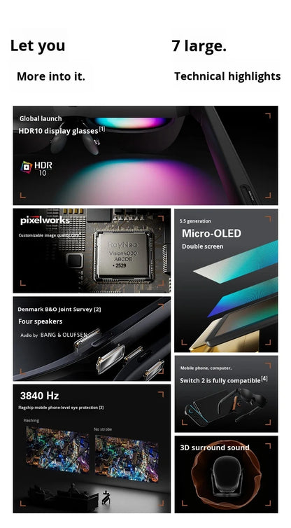 brand new RayNeo Air 4 Pro smart AR glasses HD giant screen viewing glasses Supports HDR10, Micro-OLED dual-layer screen clearer