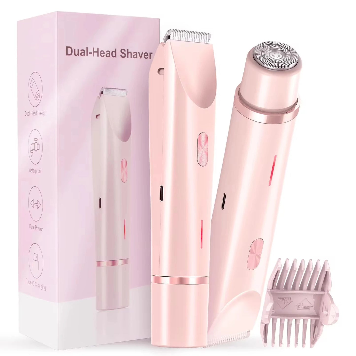 2025 Waterproof Rechargeable Electric Shaver Mini Women Bikini Trimmer Body Hair Remover Mini Double Headed Electric Epilator