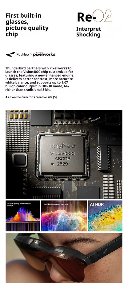 brand new RayNeo Air 4 Pro smart AR glasses HD giant screen viewing glasses Supports HDR10, Micro-OLED dual-layer screen clearer