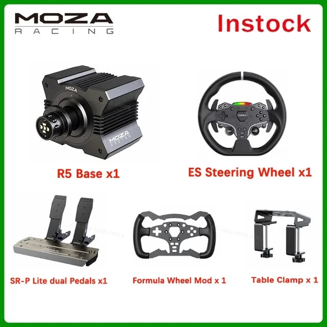 MOZA Racing R5 Direct Drive Wheel Base 5.5 N·m Peak Torque APP Cloud Control with ES Steering Wheel ,Pedals,Table Clamp