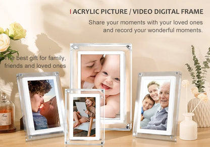 Acrylic Digital Photo Frame 5/7 Inch 1000mAh Vertical Display IPS Screen 4G Memory Battery Porta Retrato Digital
