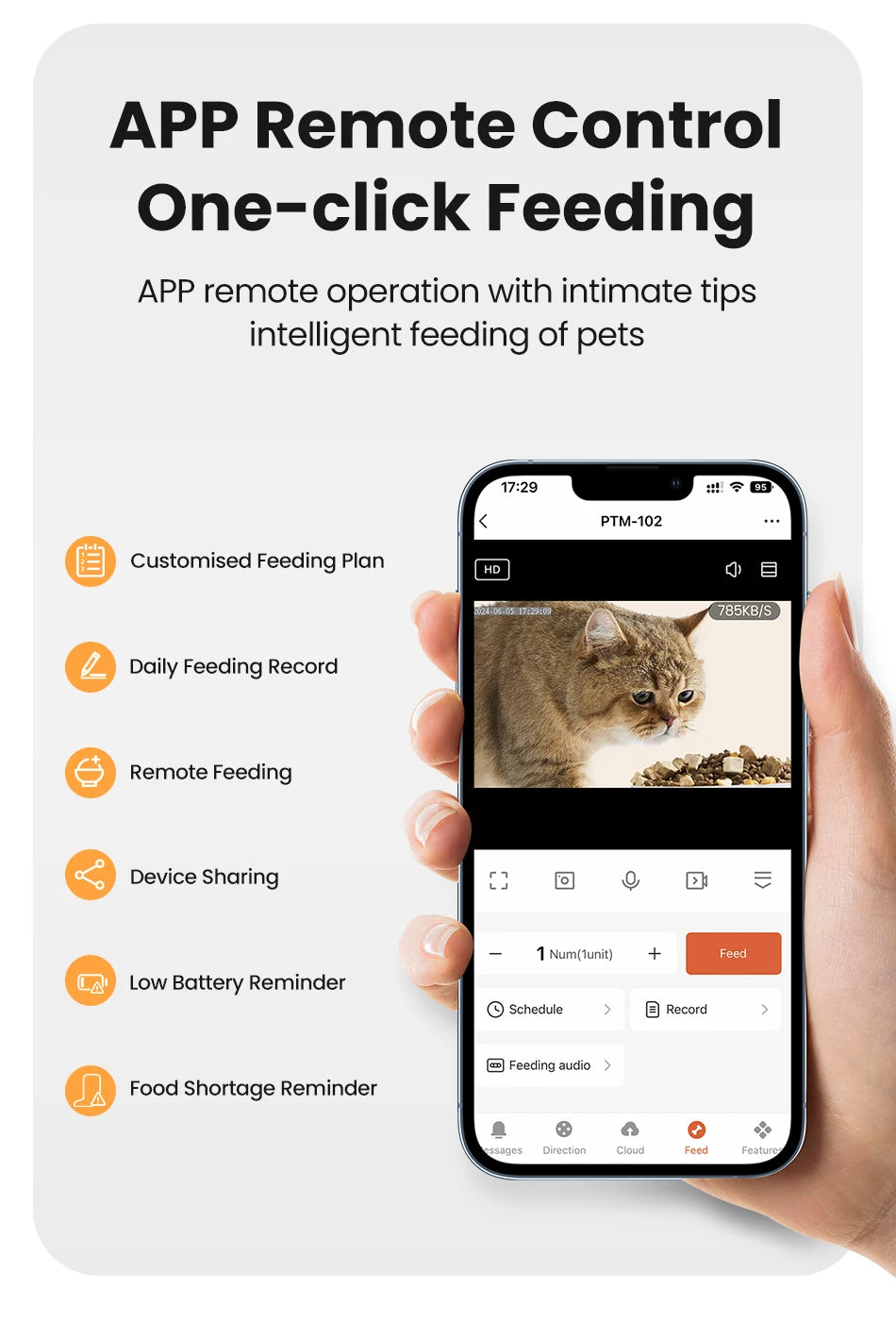 ROJECO 4L Automatic Cat Feeder With 360°Rotating Camera Vedio WiFi Cat Food Dispenser Pet Smart Voice Auto Feeder For Cats Dogs