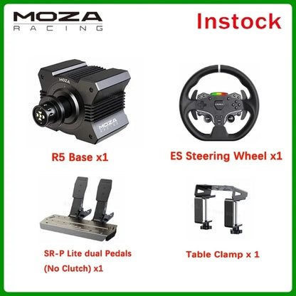 MOZA Racing R5 Direct Drive Wheel Base 5.5 N·m Peak Torque APP Cloud Control with ES Steering Wheel ,Pedals,Table Clamp