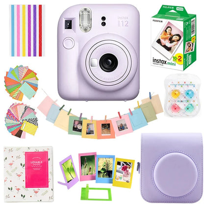 Original Fujifilm Instax Mini 12 Camera + 20 Sheets Instax Mini Film+ Album +Case Bag+ 10 in 1 Kits For Girl New Year Day Gifts