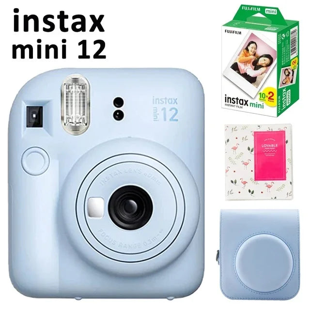 Original Fujifilm Instax Mini 12 Camera + 20 Sheets Instax Mini Film+ Album +Case Bag+ 10 in 1 Kits For Girl New Year Day Gifts