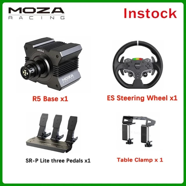MOZA Racing R5 Direct Drive Wheel Base 5.5 N·m Peak Torque APP Cloud Control with ES Steering Wheel ,Pedals,Table Clamp
