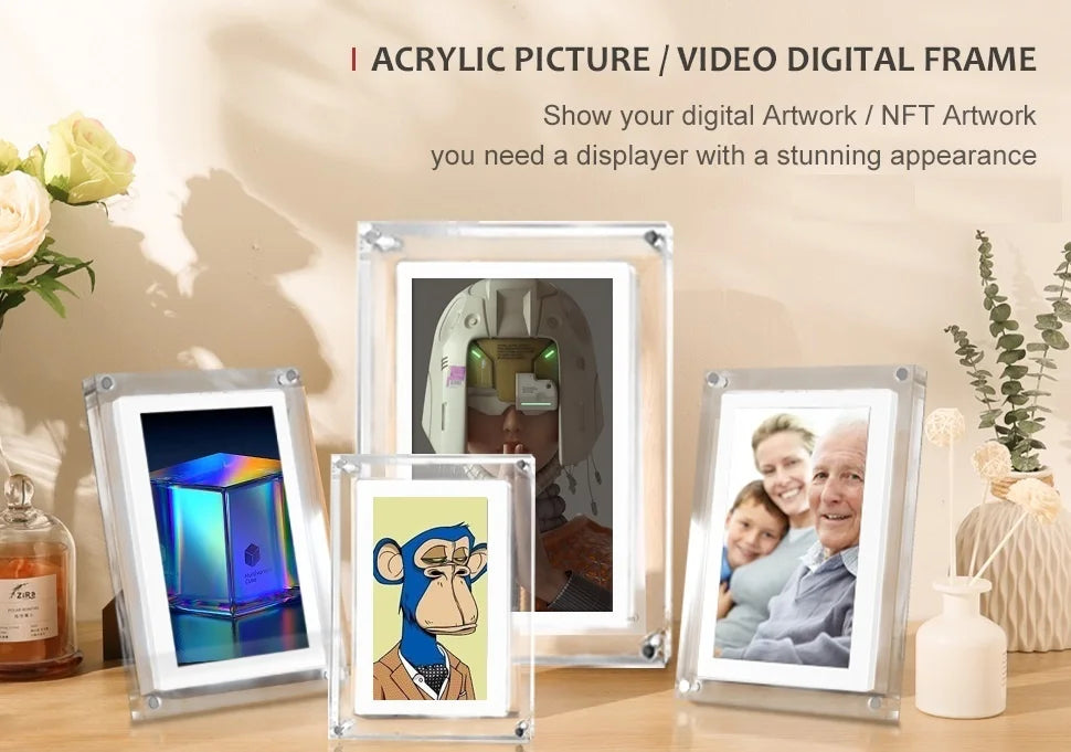 Acrylic Digital Photo Frame 5/7 Inch 1000mAh Vertical Display IPS Screen 4G Memory Battery Porta Retrato Digital