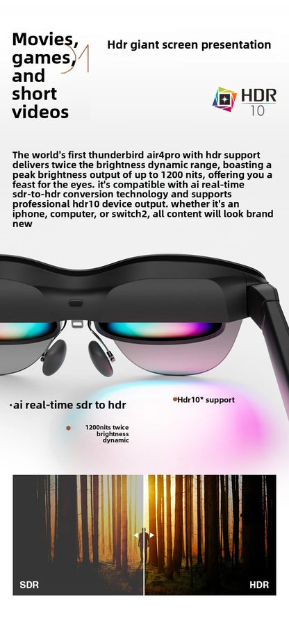 brand new RayNeo Air 4 Pro smart AR glasses HD giant screen viewing glasses Supports HDR10, Micro-OLED dual-layer screen clearer