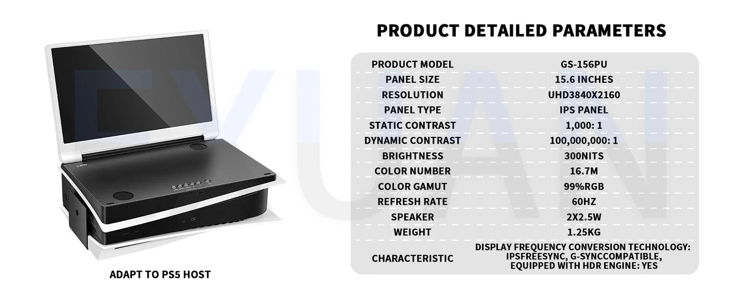G-story Portable Monitor For PS5 Gaming Display IPS 2K 120Hz 4K+HDR 60Hz Multifunctional Integrated Switch Game Screen