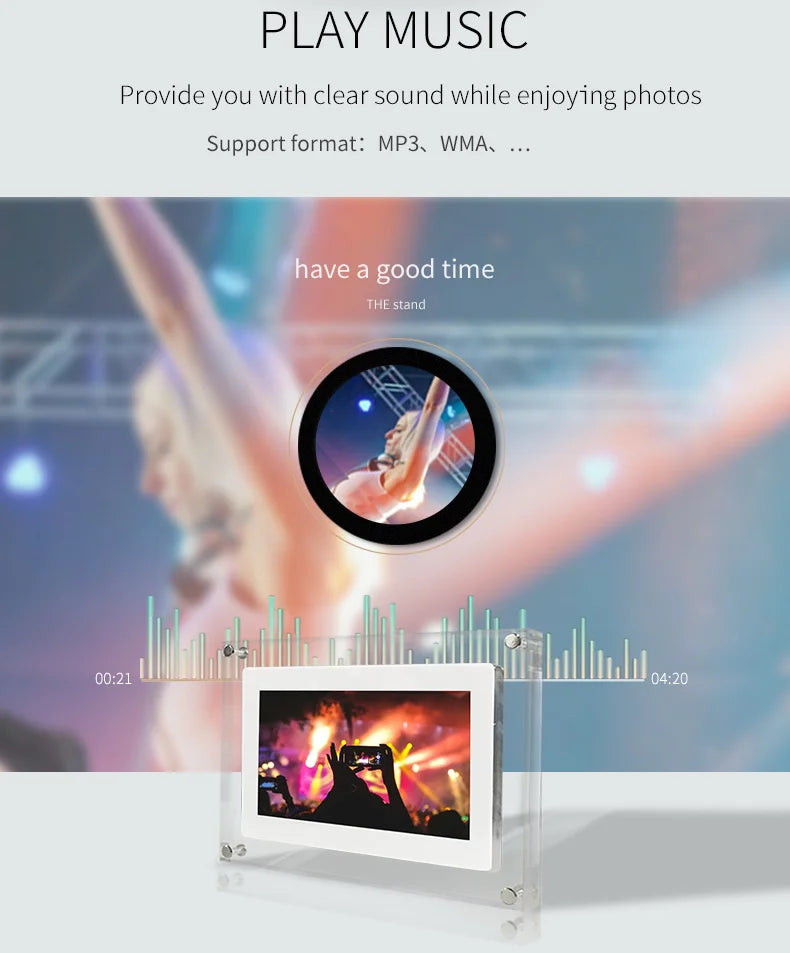 Acrylic Digital Photo Frame 5/7 Inch 1000mAh Vertical Display IPS Screen 4G Memory Battery Porta Retrato Digital