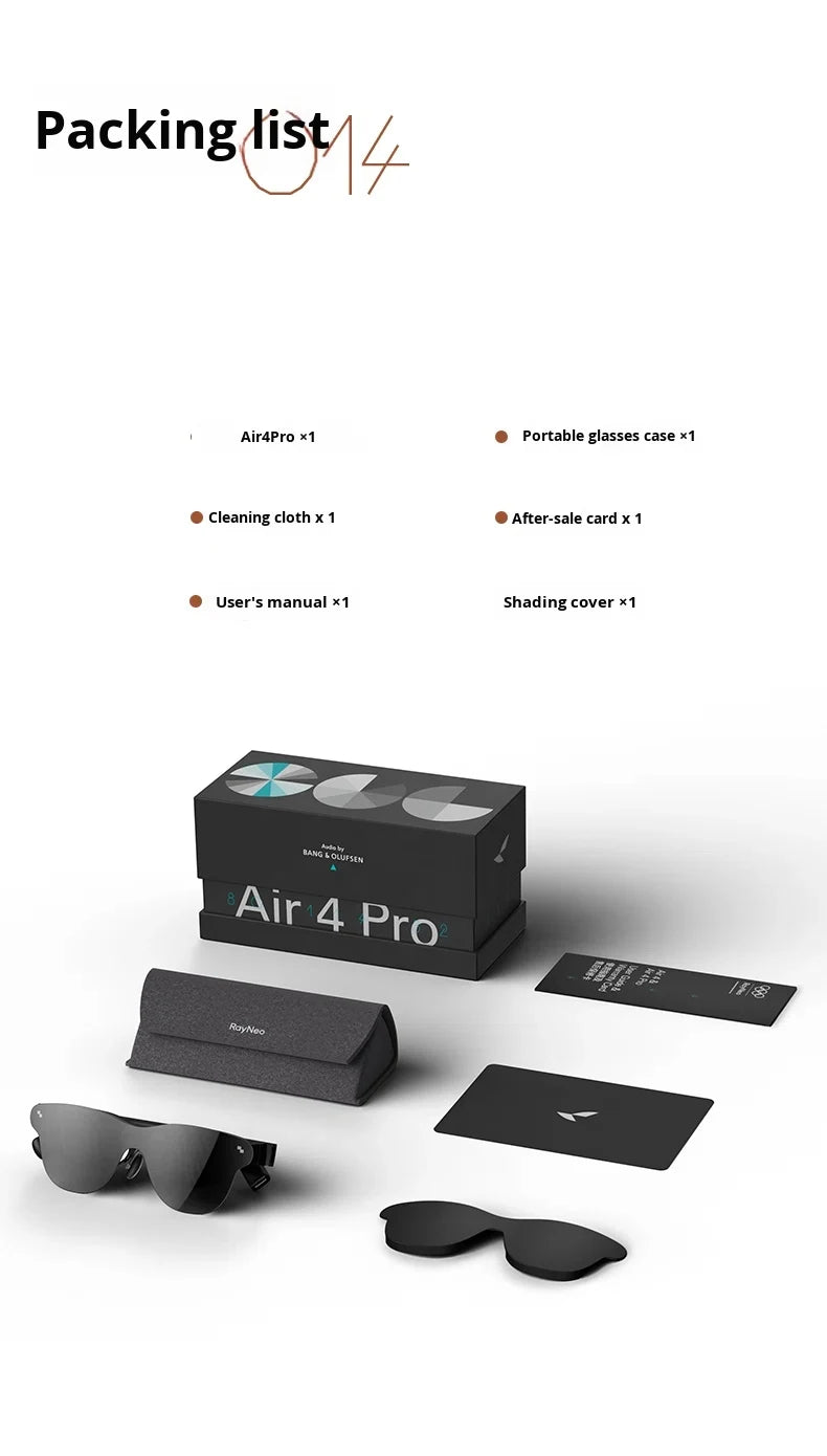 brand new RayNeo Air 4 Pro smart AR glasses HD giant screen viewing glasses Supports HDR10, Micro-OLED dual-layer screen clearer