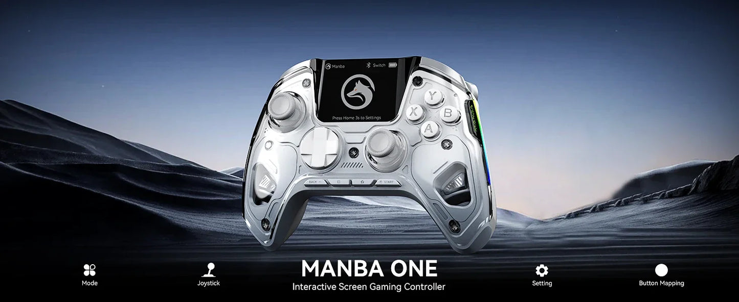 Manba One V2 Wireless Controller Gaming 2-inch Screen Hall Effect Stick RGB Light With Charging Dock For Switch/PC/iOS/Android