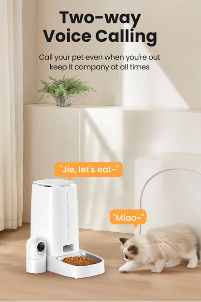 ROJECO 4L Automatic Cat Feeder With 360°Rotating Camera Vedio WiFi Cat Food Dispenser Pet Smart Voice Auto Feeder For Cats Dogs