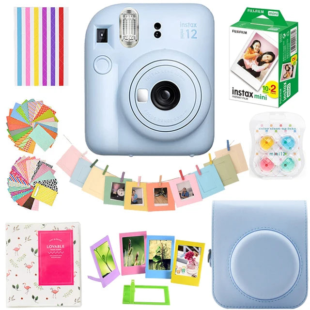 Original Fujifilm Instax Mini 12 Camera + 20 Sheets Instax Mini Film+ Album +Case Bag+ 10 in 1 Kits For Girl New Year Day Gifts