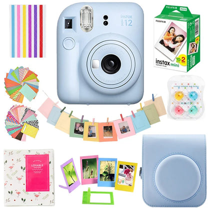 Original Fujifilm Instax Mini 12 Camera + 20 Sheets Instax Mini Film+ Album +Case Bag+ 10 in 1 Kits For Girl New Year Day Gifts