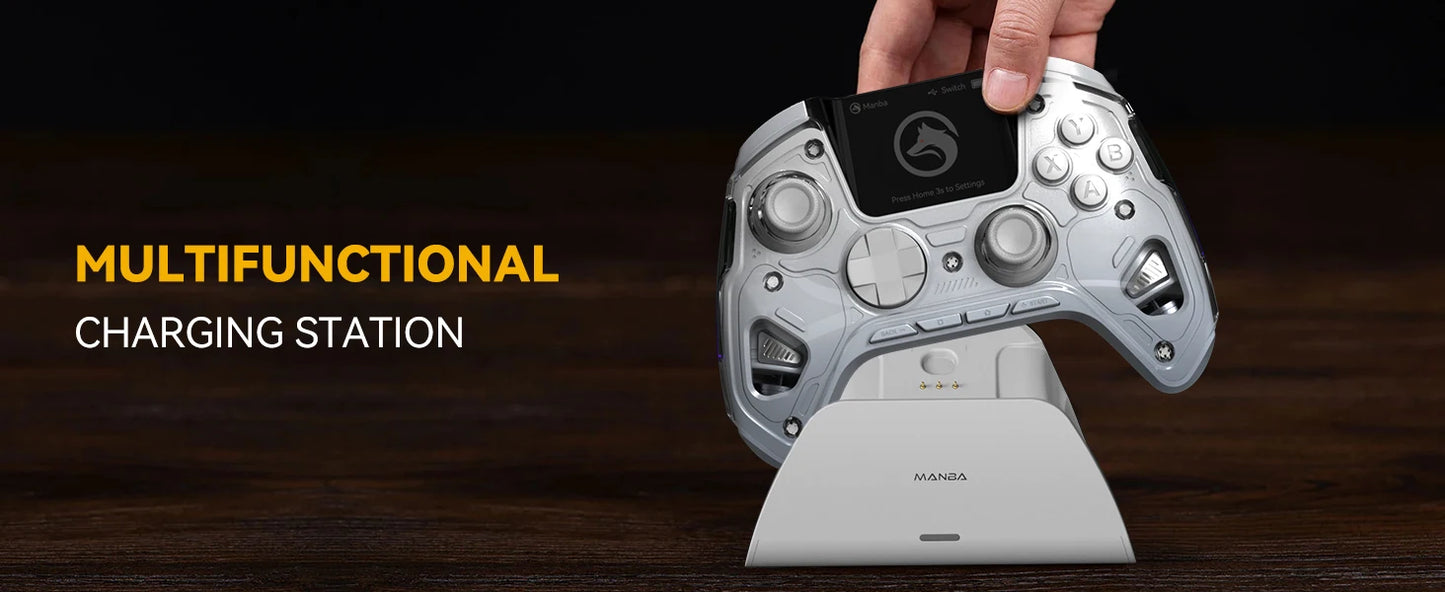 Manba One V2 Wireless Controller Gaming 2-inch Screen Hall Effect Stick RGB Light With Charging Dock For Switch/PC/iOS/Android