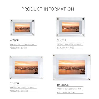 Acrylic Digital Photo Frame 5/7 Inch 1000mAh Vertical Display IPS Screen 4G Memory Battery Porta Retrato Digital