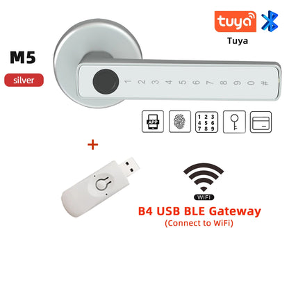 RAYKUBE M5 Tuya BLE Smart Fingerprint Door Lock Digital Electronic Lock with Password/Key/IC Card/ Smartlife/ Tuya APP Unlock