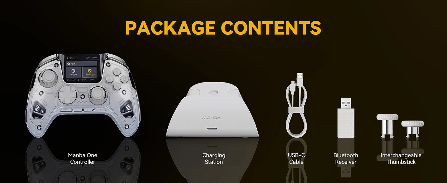 Manba One V2 Wireless Controller Gaming 2-inch Screen Hall Effect Stick RGB Light With Charging Dock For Switch/PC/iOS/Android