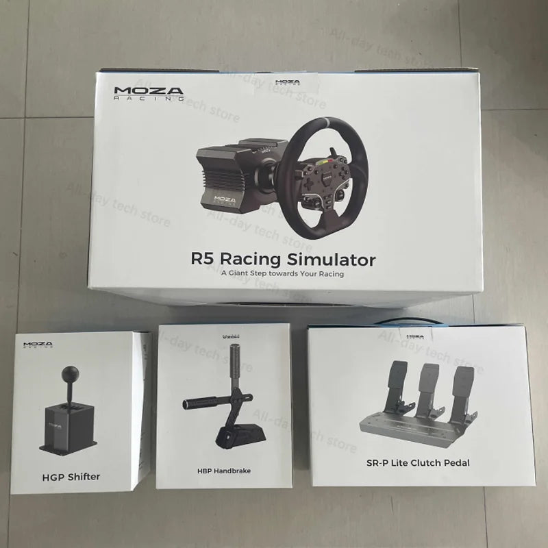 MOZA Racing R5 Direct Drive Wheel Base 5.5 N·m Peak Torque APP Cloud Control with ES Steering Wheel ,Pedals,Table Clamp