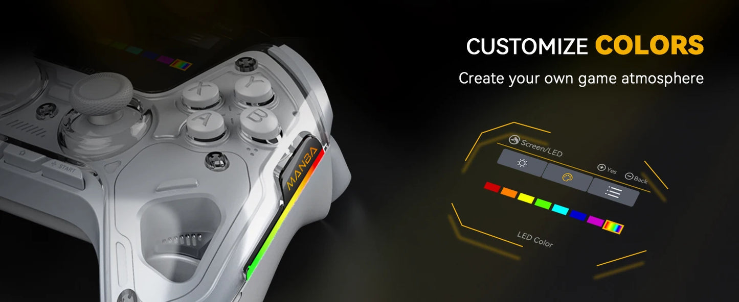 Manba One V2 Wireless Controller Gaming 2-inch Screen Hall Effect Stick RGB Light With Charging Dock For Switch/PC/iOS/Android