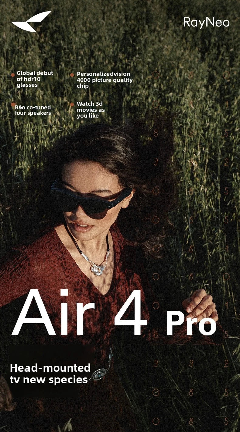 brand new RayNeo Air 4 Pro smart AR glasses HD giant screen viewing glasses Supports HDR10, Micro-OLED dual-layer screen clearer