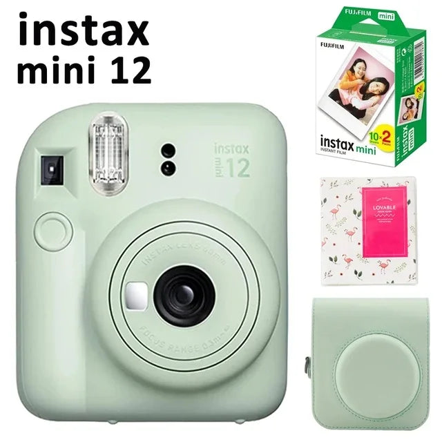 Original Fujifilm Instax Mini 12 Camera + 20 Sheets Instax Mini Film+ Album +Case Bag+ 10 in 1 Kits For Girl New Year Day Gifts