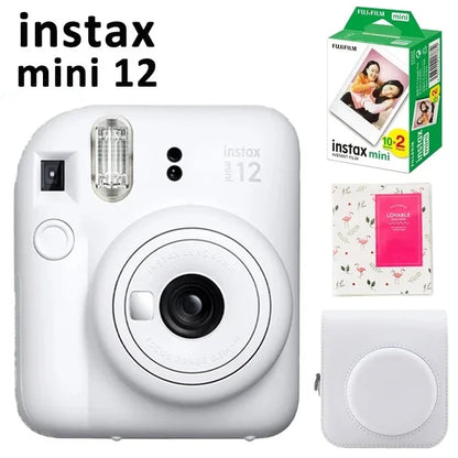 Original Fujifilm Instax Mini 12 Camera + 20 Sheets Instax Mini Film+ Album +Case Bag+ 10 in 1 Kits For Girl New Year Day Gifts