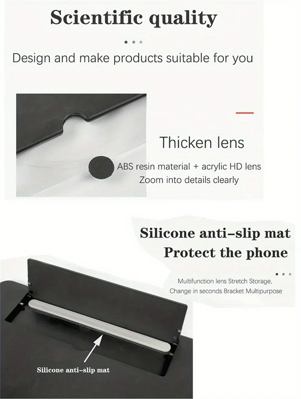 Screen Magnifier Amplifier HD New Phone Holder Screen Amplifier Video Phone Amplifier Screen Phone Projector for All Smartphones