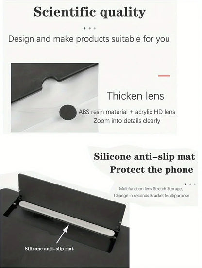 Screen Magnifier Amplifier HD New Phone Holder Screen Amplifier Video Phone Amplifier Screen Phone Projector for All Smartphones