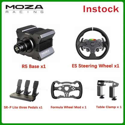 MOZA Racing R5 Direct Drive Wheel Base 5.5 N·m Peak Torque APP Cloud Control with ES Steering Wheel ,Pedals,Table Clamp