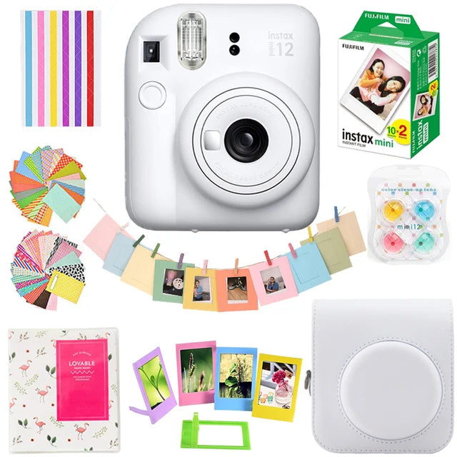 Original Fujifilm Instax Mini 12 Camera + 20 Sheets Instax Mini Film+ Album +Case Bag+ 10 in 1 Kits For Girl New Year Day Gifts