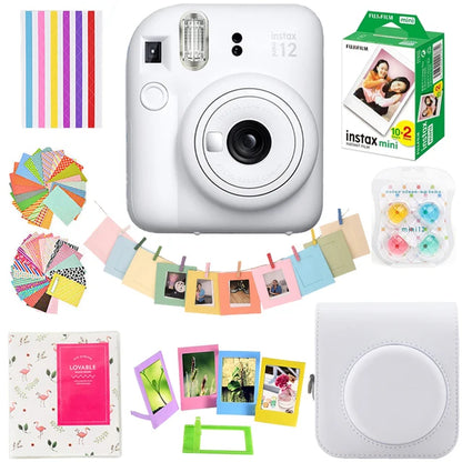 Original Fujifilm Instax Mini 12 Camera + 20 Sheets Instax Mini Film+ Album +Case Bag+ 10 in 1 Kits For Girl New Year Day Gifts