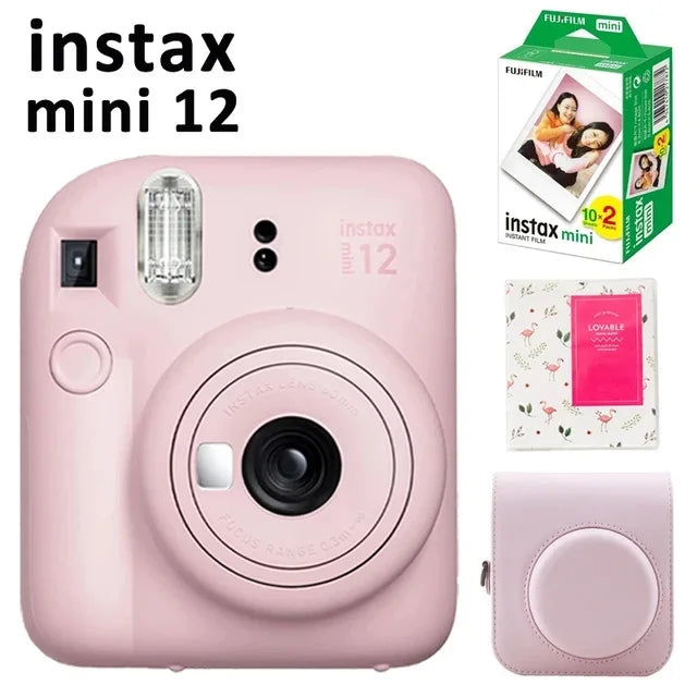 Original Fujifilm Instax Mini 12 Camera + 20 Sheets Instax Mini Film+ Album +Case Bag+ 10 in 1 Kits For Girl New Year Day Gifts