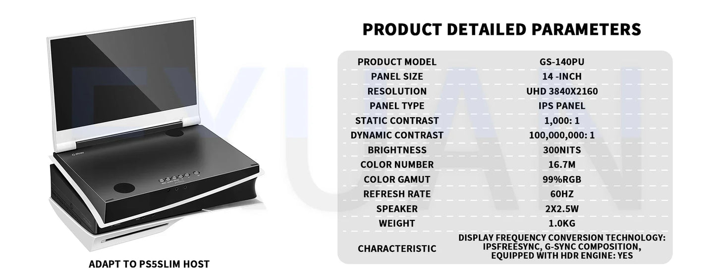 G-story Portable Monitor For PS5 Gaming Display IPS 2K 120Hz 4K+HDR 60Hz Multifunctional Integrated Switch Game Screen